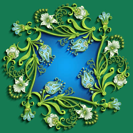 Floral hand drawn vector vintage illustration.のイラスト素材