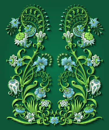 Floral hand drawn vector vintage illustration.のイラスト素材