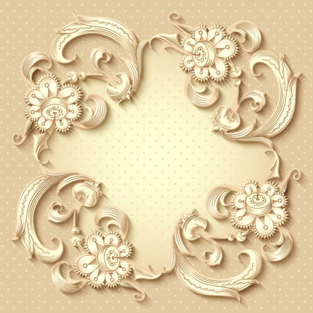 Floral vector vintage borderのイラスト素材