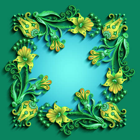 Floral hand drawn vector border.のイラスト素材