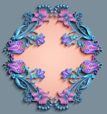 Floral hand drawn vector border.のイラスト素材