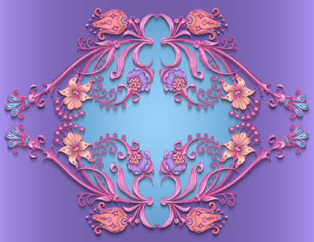 Floral hand drawn vector border.のイラスト素材