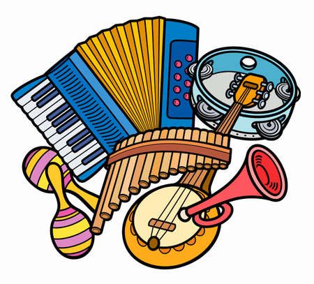 Cartoon doodles hand drawn kids toys illustrationのイラスト素材