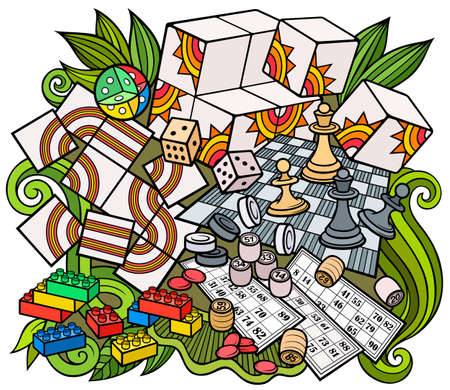 Cartoon cute doodles kids toys illustrationのイラスト素材