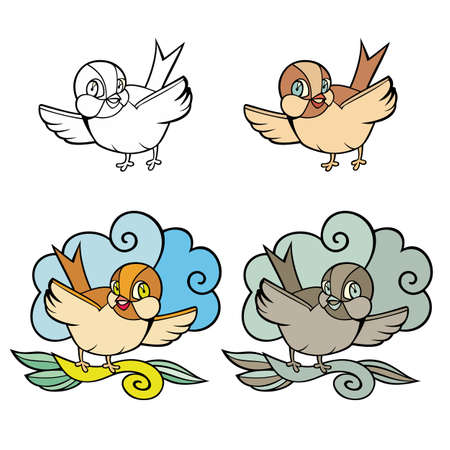 Hand drawn vector bird setのイラスト素材
