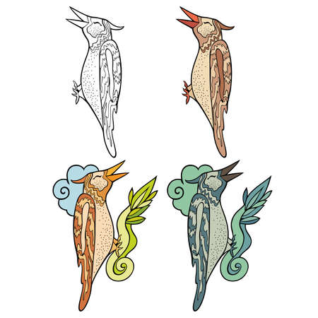 Hand drawn vector bird setのイラスト素材