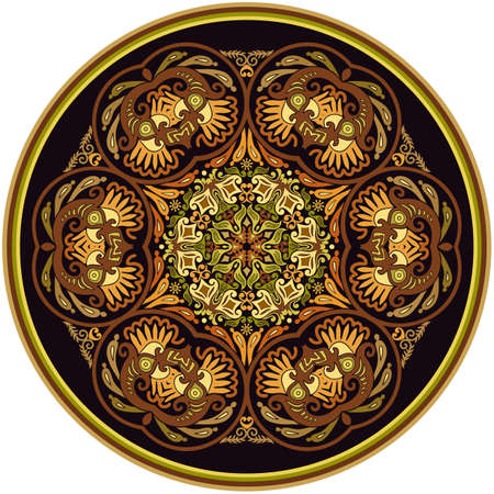 Vector ethnic abstract flower illustrationのイラスト素材