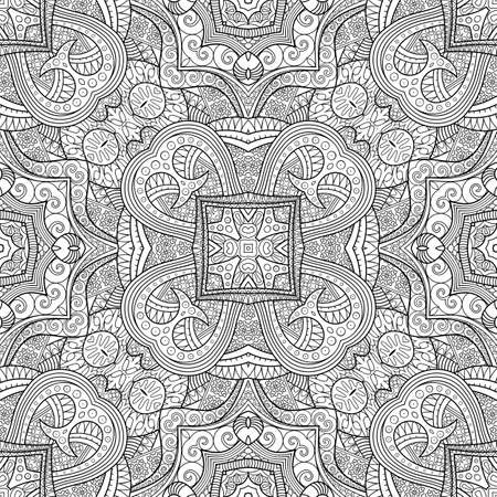 Vector ethnic hand drawn line art seamless patternのイラスト素材