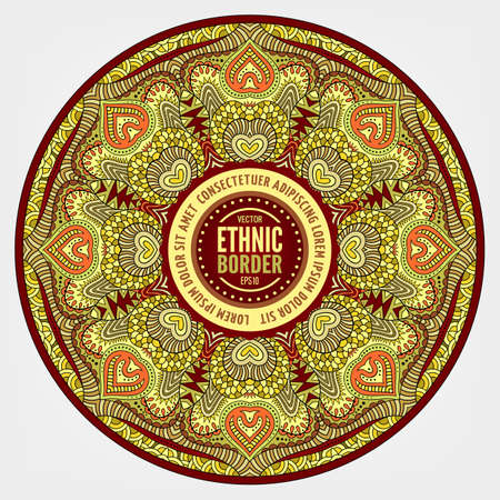 Vector ornamental vintage ethnic round mandalaのイラスト素材