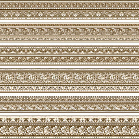 Abstract ethnic stripes. Ornamental borders setのイラスト素材