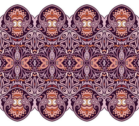 Abstract ethnic nature tile stripe seamless border
