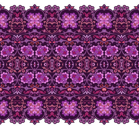 Abstract ethnic nature tile stripe seamless borderのイラスト素材