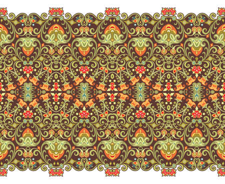 Abstract ethnic nature tile stripe seamless borderのイラスト素材