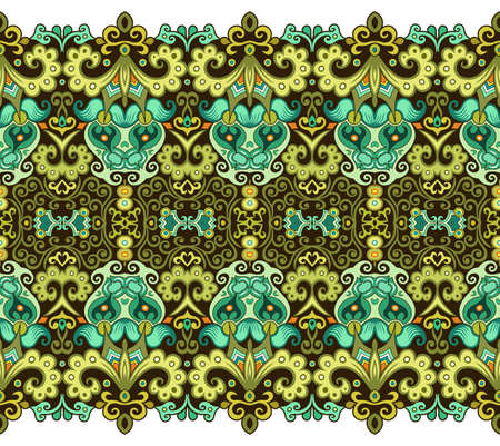 Abstract ethnic nature tile stripe seamless borderのイラスト素材