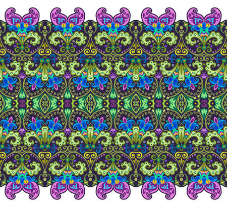 Abstract ethnic nature tile stripe seamless borderのイラスト素材