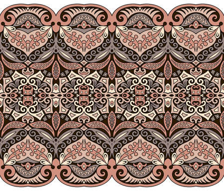 Abstract ethnic nature tile stripe seamless borderのイラスト素材
