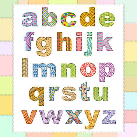 Vector abstract alphabet with comic kids pattern.のイラスト素材