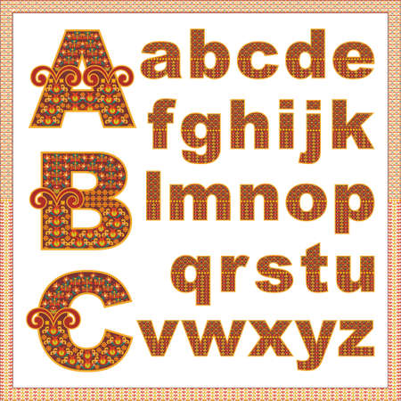 Vector abstract alphabet with comic kids pattern.のイラスト素材