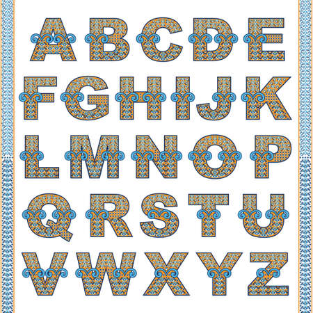 Vector abstract alphabet with comic kids pattern.のイラスト素材