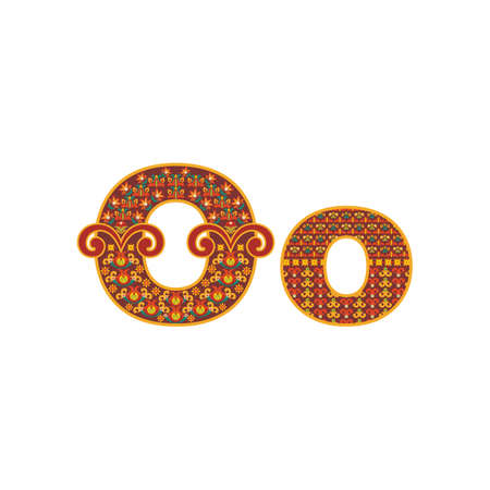 Vector abstract letter O with ornamental pattern.のイラスト素材