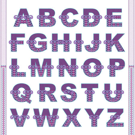 Vector abstract alphabet with comic kids pattern.のイラスト素材