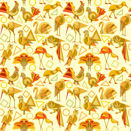 Abstract geometric birds seamless patternのイラスト素材