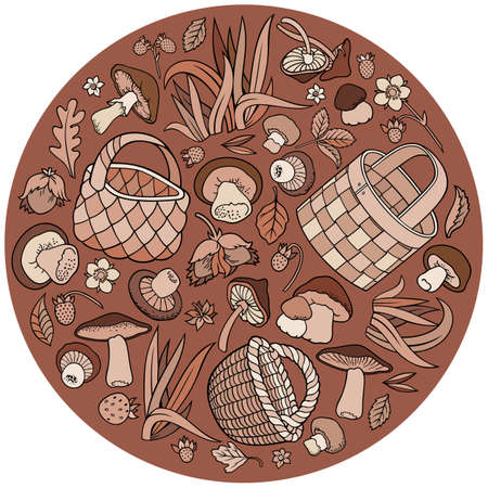 Mushrooms nature cartoon vector illustrationのイラスト素材