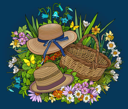 Gardening hand drawn vector doodles illustration.のイラスト素材