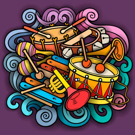 Cartoon doodles hand drawn kids toys illustrationのイラスト素材