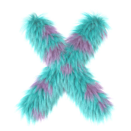 3d cartoon fun animal fur letter X