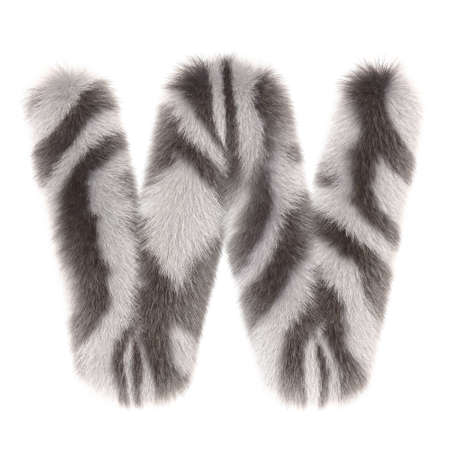 3d Zebra creative cute cartoon fur letter Wの写真素材