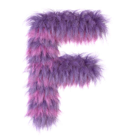 3d decorative cartoon animal purple fur letter Fの写真素材