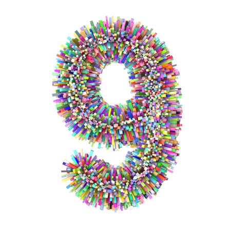3d Multicolor Bricks creative cute decorative number 9