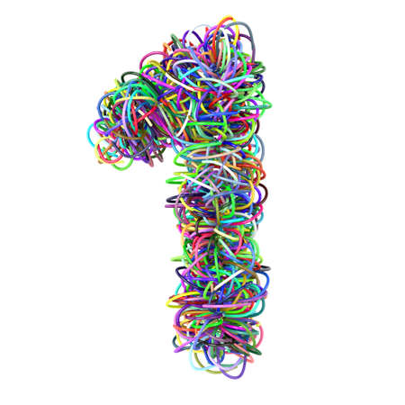 3d colored wires creative cartoon decorative number 1