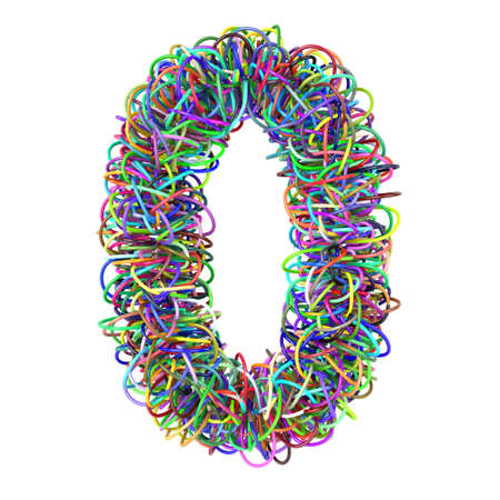 3d colored wires creative cartoon decorative number 0