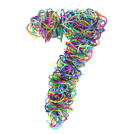 3d colored wires creative cartoon decorative number 7
