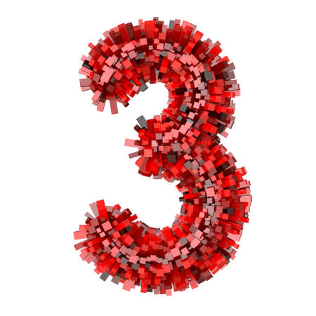3d Red Bricks creative cartoon decorative number 3