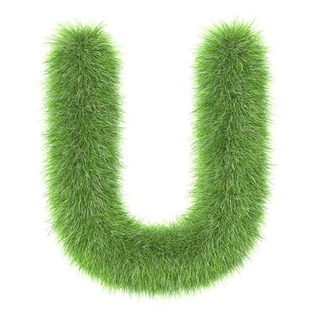 3d Grass creative cartoon nature decorative letter Uの写真素材