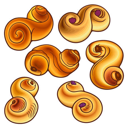 Buns hand drawn vector doodles set.のイラスト素材