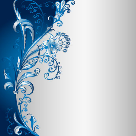 Branch with flowers paper cut vector vintage illustration.のイラスト素材