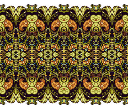 Abstract ethnic nature tile stripe seamless border