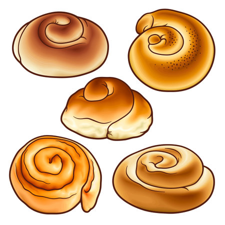 Buns hand drawn vector doodles set.のイラスト素材