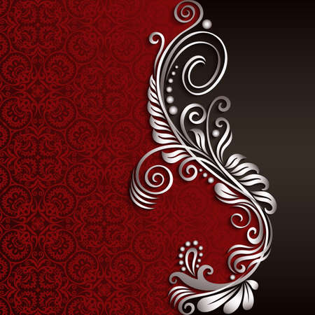 Branch with flowers paper cut vector vintage illustration. Engraved decorative nature elements and objects.のイラスト素材