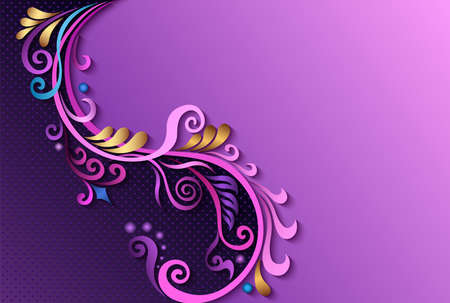 Branch with flowers paper cut vector vintage illustration. Engraved decorative nature elements and objects.のイラスト素材