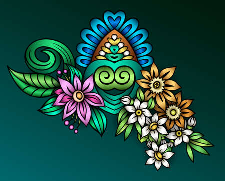 Vector abstract ethnic nature hand drawn ornamental illustrationのイラスト素材