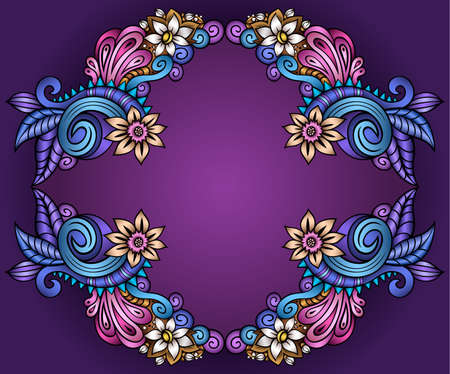 Vector abstract decorative floral ethnic ornamental illustrationのイラスト素材