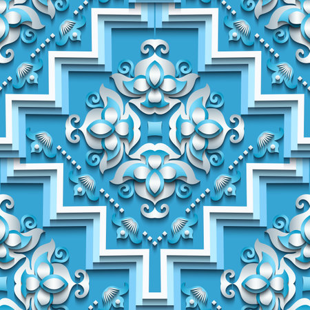Vector abstract decorative ethnic ornamental seamless pattern. Colorful gradient tile backgroundのイラスト素材