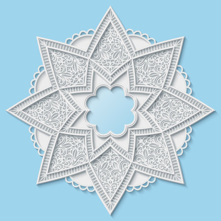 Abstract vector ornamental nature vintage mandala. Modern papercut floral lace element. Trendy craft style illustrationのイラスト素材