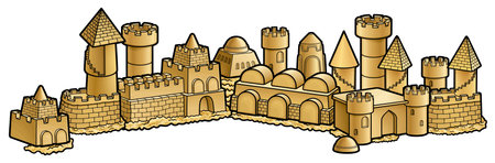 Cartoon cute doodle sand castle.のイラスト素材