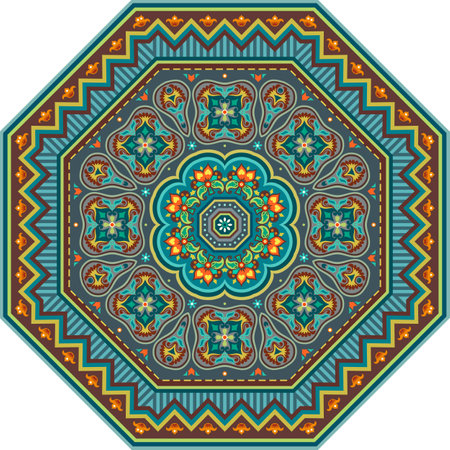 Vector abstract decorative round floral ethnic ornamental illustrationのイラスト素材